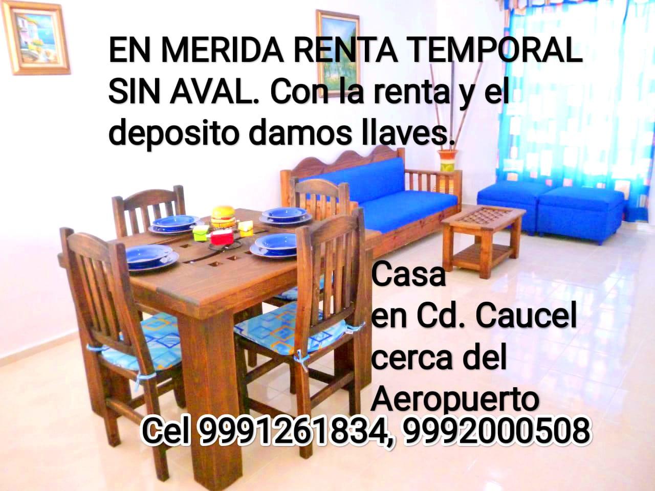 En MERIDA Alquila desde un mes, con RENTA y DEPOSITO DAMOS LLAVE. Casa cerca del Aeropuerto y Periferico.